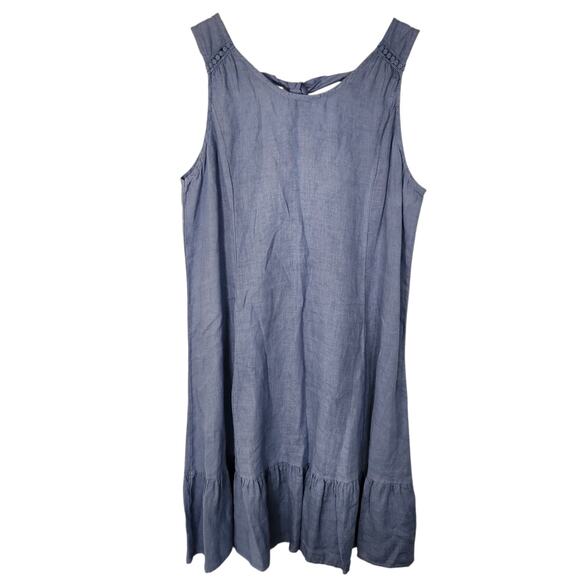 Terzo Millennio Linen Dress M Blue Cottage Minimalist Beach Cottagecore‎ Pastel - Picture 1 of 7
